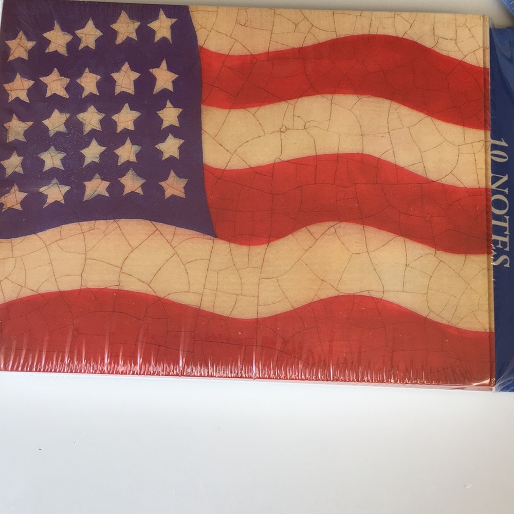 Vintage American flag note card set of 10 NWT